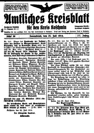 Amtliches Kreisblatt für den Kreis Koschmin vom 25.07.1914