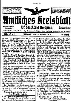 Amtliches Kreisblatt für den Kreis Koschmin vom 28.10.1914