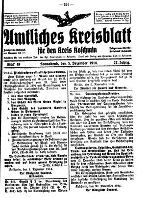 Amtliches Kreisblatt für den Kreis Koschmin vom 05.12.1914