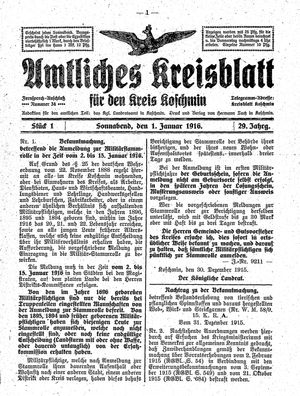 Amtliches Kreisblatt für den Kreis Koschmin on Jan 1, 1916