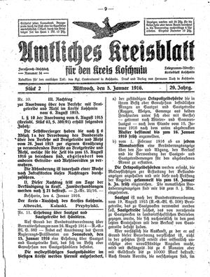 Amtliches Kreisblatt für den Kreis Koschmin vom 05.01.1916