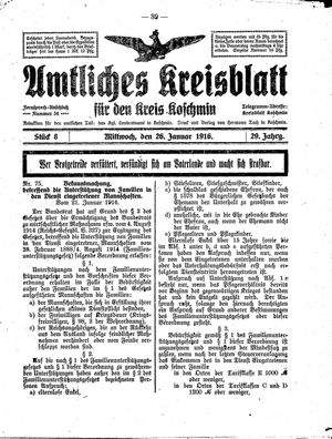 Amtliches Kreisblatt für den Kreis Koschmin on Jan 26, 1916