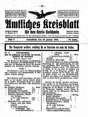 Amtliches Kreisblatt für den Kreis Koschmin on Jan 29, 1916