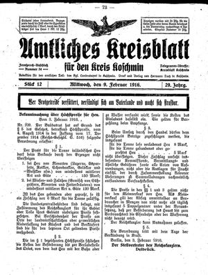 Amtliches Kreisblatt für den Kreis Koschmin vom 09.02.1916