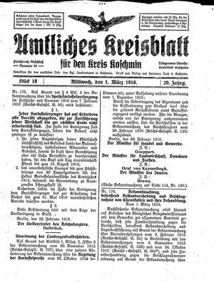 Amtliches Kreisblatt für den Kreis Koschmin on Mar 1, 1916