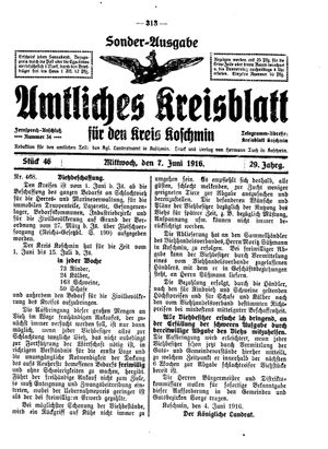 Amtliches Kreisblatt für den Kreis Koschmin vom 07.06.1916