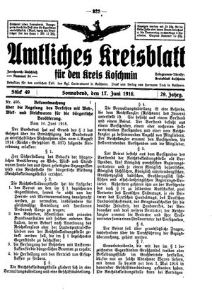 Amtliches Kreisblatt für den Kreis Koschmin vom 17.06.1916