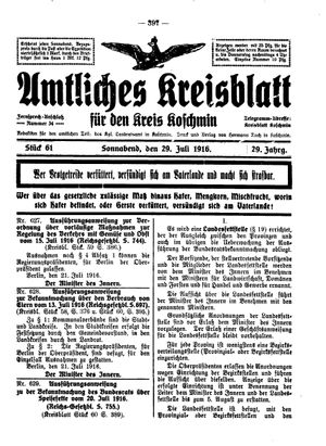 Amtliches Kreisblatt für den Kreis Koschmin vom 29.07.1916
