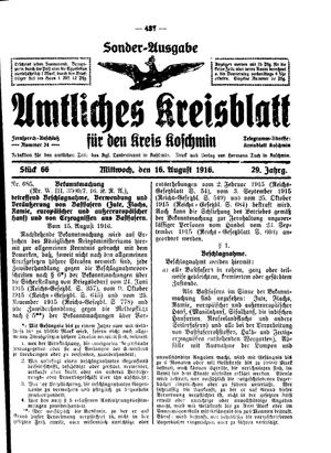 Amtliches Kreisblatt für den Kreis Koschmin on Aug 16, 1916