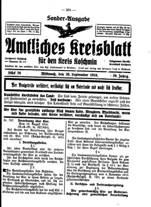Amtliches Kreisblatt für den Kreis Koschmin on Sep 20, 1916