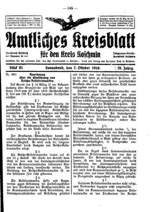 Amtliches Kreisblatt für den Kreis Koschmin vom 07.10.1916
