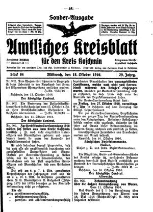 Amtliches Kreisblatt für den Kreis Koschmin vom 18.10.1916