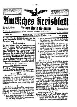 Amtliches Kreisblatt für den Kreis Koschmin vom 28.10.1916