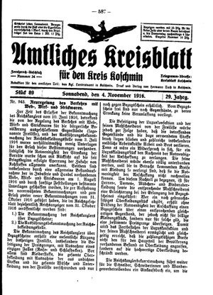 Amtliches Kreisblatt für den Kreis Koschmin vom 04.11.1916