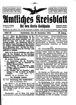 Amtliches Kreisblatt für den Kreis Koschmin vom 25.11.1916