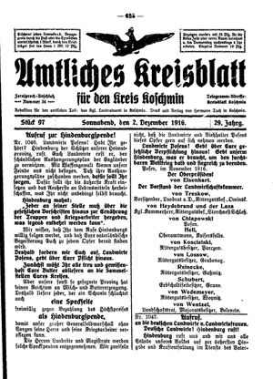 Amtliches Kreisblatt für den Kreis Koschmin vom 02.12.1916