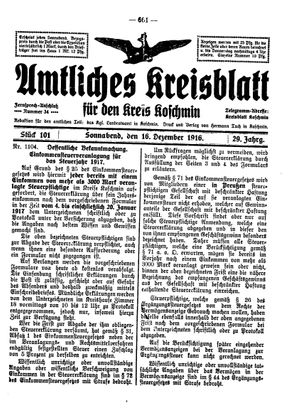 Amtliches Kreisblatt für den Kreis Koschmin vom 16.12.1916