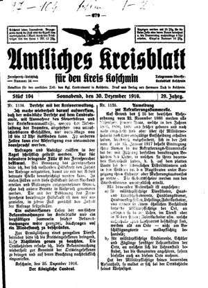 Amtliches Kreisblatt für den Kreis Koschmin vom 30.12.1916