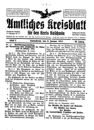 Amtliches Kreisblatt für den Kreis Koschmin vom 06.01.1917