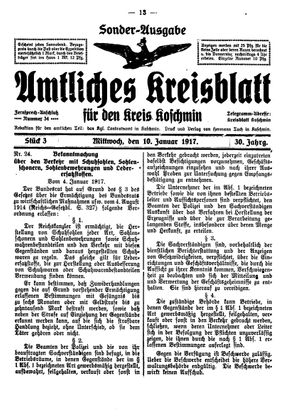 Amtliches Kreisblatt für den Kreis Koschmin vom 10.01.1917