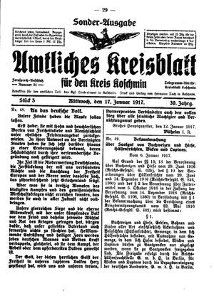 Amtliches Kreisblatt für den Kreis Koschmin vom 17.01.1917