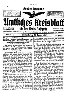 Amtliches Kreisblatt für den Kreis Koschmin vom 31.01.1917