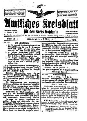 Amtliches Kreisblatt für den Kreis Koschmin vom 03.03.1917
