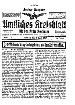 Amtliches Kreisblatt für den Kreis Koschmin on Apr 4, 1917