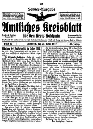 Amtliches Kreisblatt für den Kreis Koschmin vom 25.04.1917