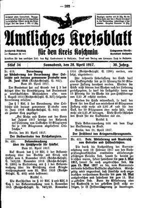 Amtliches Kreisblatt für den Kreis Koschmin vom 28.04.1917