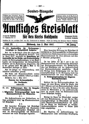 Amtliches Kreisblatt für den Kreis Koschmin vom 02.05.1917