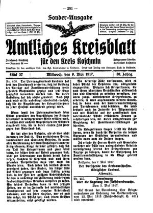 Amtliches Kreisblatt für den Kreis Koschmin vom 09.05.1917