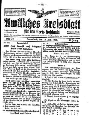 Amtliches Kreisblatt für den Kreis Koschmin vom 12.05.1917