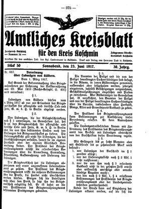 Amtliches Kreisblatt für den Kreis Koschmin vom 23.06.1917