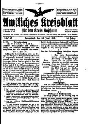 Amtliches Kreisblatt für den Kreis Koschmin vom 30.06.1917