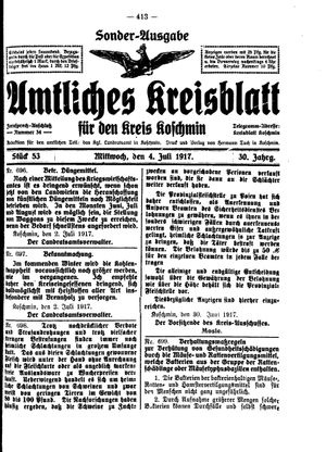 Amtliches Kreisblatt für den Kreis Koschmin vom 04.07.1917