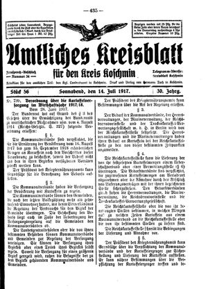 Amtliches Kreisblatt für den Kreis Koschmin vom 14.07.1917