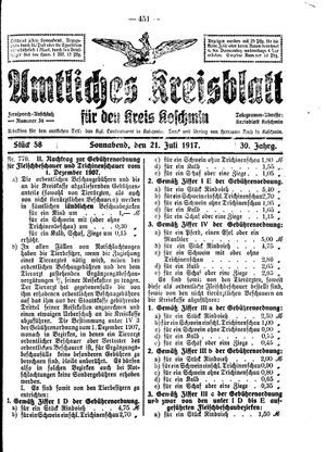 Amtliches Kreisblatt für den Kreis Koschmin on Jul 21, 1917