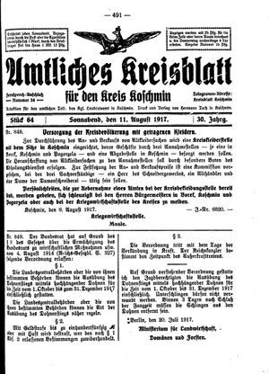 Amtliches Kreisblatt für den Kreis Koschmin vom 11.08.1917