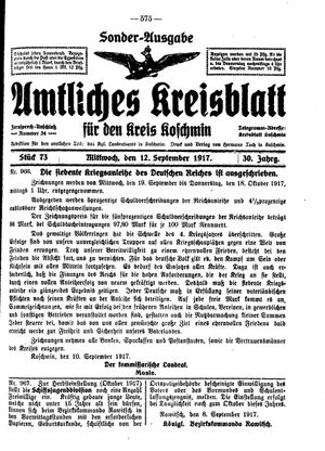 Amtliches Kreisblatt für den Kreis Koschmin vom 12.09.1917