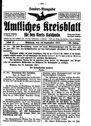 Amtliches Kreisblatt für den Kreis Koschmin vom 19.09.1917