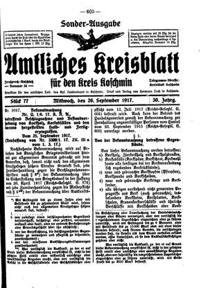 Amtliches Kreisblatt für den Kreis Koschmin vom 26.09.1917