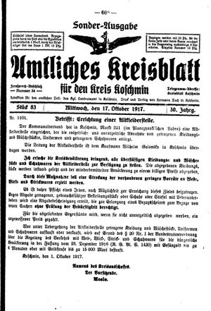 Amtliches Kreisblatt für den Kreis Koschmin vom 17.10.1917