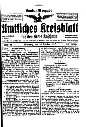 Amtliches Kreisblatt für den Kreis Koschmin vom 24.10.1917