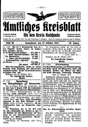 Amtliches Kreisblatt für den Kreis Koschmin vom 27.10.1917