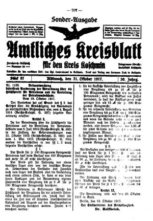 Amtliches Kreisblatt für den Kreis Koschmin vom 31.10.1917