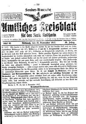 Amtliches Kreisblatt für den Kreis Koschmin vom 21.11.1917