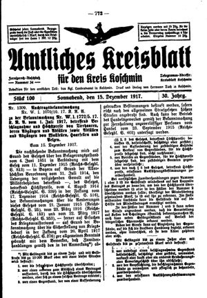 Amtliches Kreisblatt für den Kreis Koschmin vom 15.12.1917