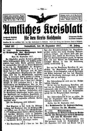 Amtliches Kreisblatt für den Kreis Koschmin vom 29.12.1917