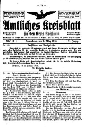Amtliches Kreisblatt für den Kreis Koschmin vom 02.03.1918